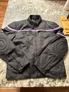 Womens Leather Jacket Reflective Stripes On Arms,quilted padded XL